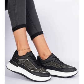 Black women's sneakers with zircons 2 Black women's sneakers with zircons 2