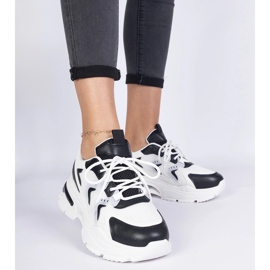 White and white women's sports sneakers black 1