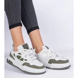 Green women's sneakers with massive laces 1