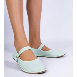 Green women's ballerinas with clasp 1