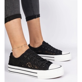 Black openwork women's sneakers 1