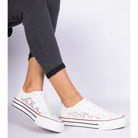 White openwork women's sneakers 1