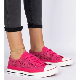 Pink women's openwork sneakers 2