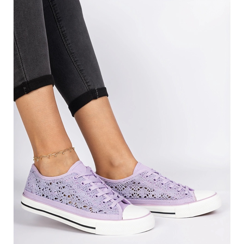 Violet openwork women's sneakers purple 1