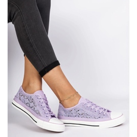 Violet openwork women's sneakers purple 2