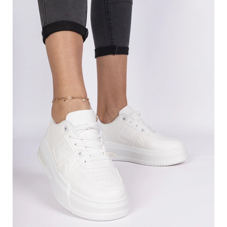 White women's sneakers with a thick sole 2