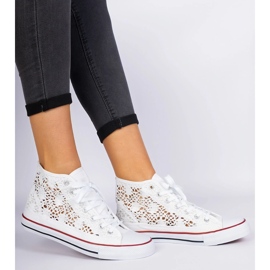 White openwork women's sneakers 1
