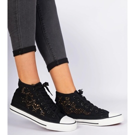 Black openwork women's sneakers 2