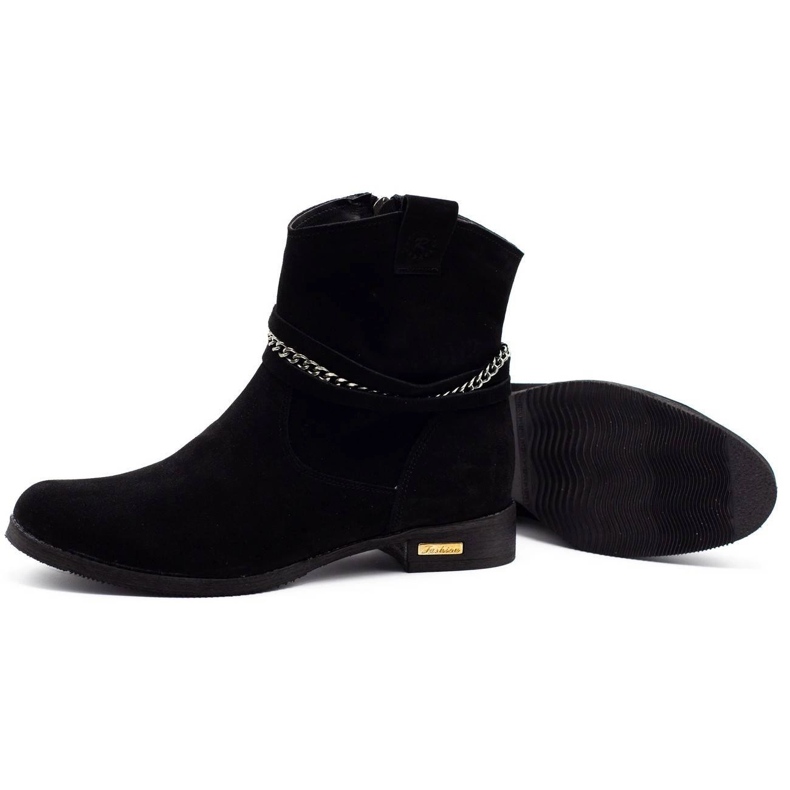 Olivier Black women's insulated boots with a chain Luna 1