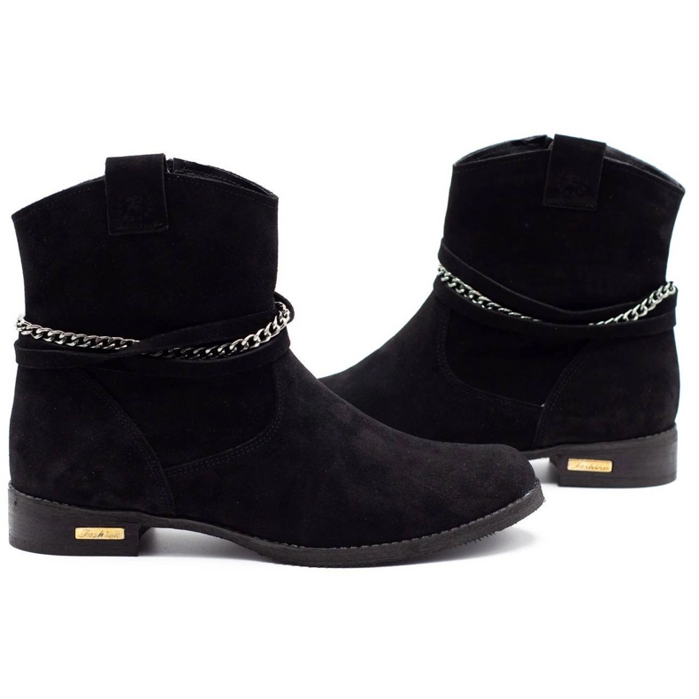 Olivier Black women's insulated boots with a chain Luna 3