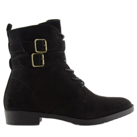 Lace-up boots suede black H7187 negro 2
