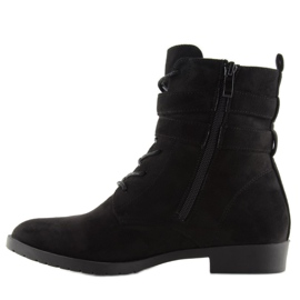 Lace-up boots suede black H7187 negro 1