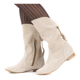 Olivier Openwork boots Elena beige 1