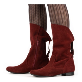Olivier Openwork boots Elena burgundy red 2