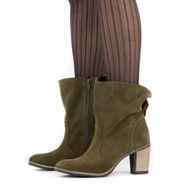 Olivier Openwork leather Sophia green boots 1