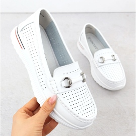 Openwork leather shoes, white Vinceza 95331 loafers 1 Openwork leather shoes, white Vinceza 95331 loafers 1