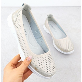 Leather Ballerinas Openwork Comfort Beige Vinceza 95323 1