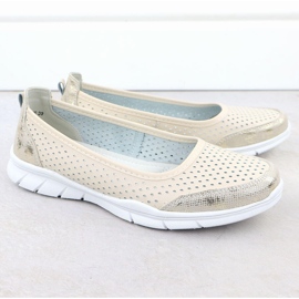 Leather Ballerinas Openwork Comfort Beige Vinceza 95323 2