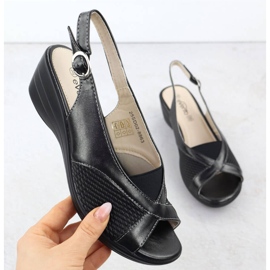 Women's sandals on wedges comfortable Black Evento 8863 1