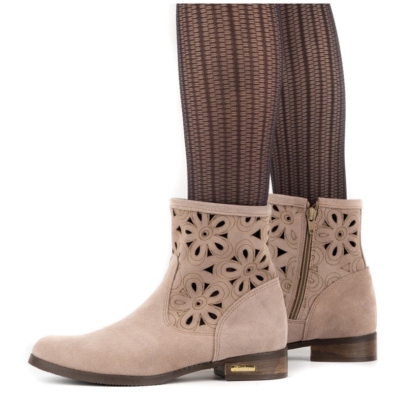Olivier Comfortable Alice beige openwork boots 2