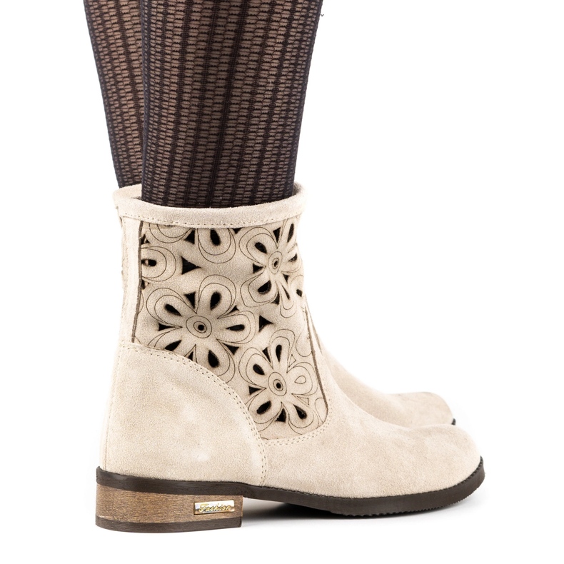 Olivier Comfortable Alice openwork boots light beige 2 Olivier Comfortable Alice openwork boots light beige 2