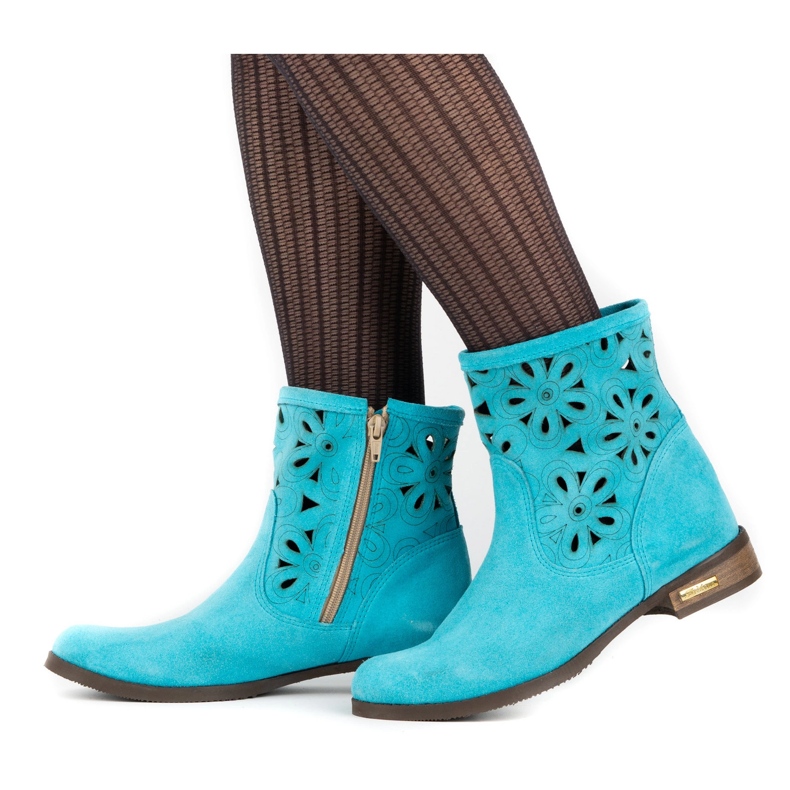 Olivier Comfortable Alice turquoise openwork boots multicolored 1
