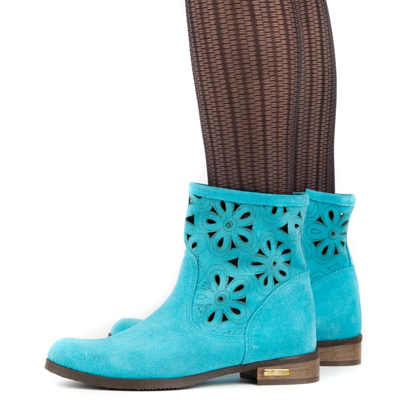 Olivier Comfortable Alice turquoise openwork boots multicolored 2