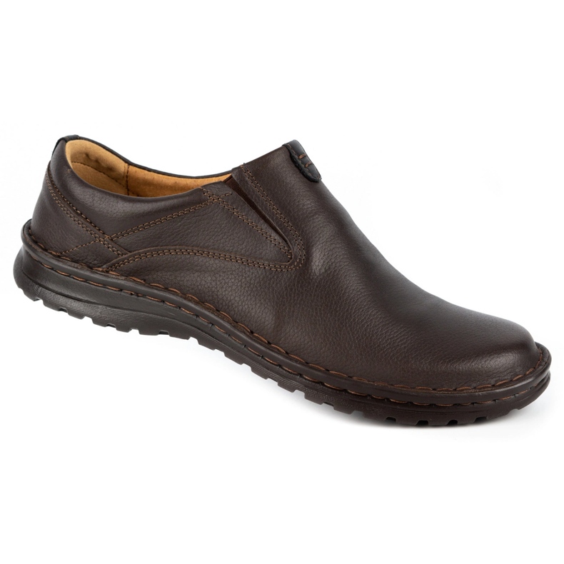 Kampol Men's leather slip-on shoes 12KAM brown 1