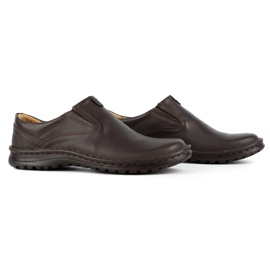 Kampol Men's leather slip-on shoes 12KAM brown 2
