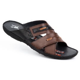 Kampol Men's leather slippers 201/55 brown face 1 Kampol Men's leather slippers 201/55 brown face 1
