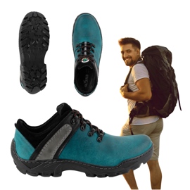 Olivier Men's 311GT Leather Hiking Shoes Turquoise green 1