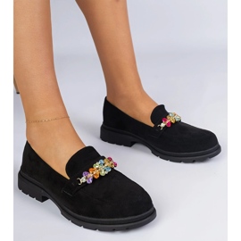 Black women's loafers decorated with stones 2