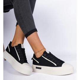 Black women's fabric sneakers on the platform 1 Black women's fabric sneakers on the platform 1