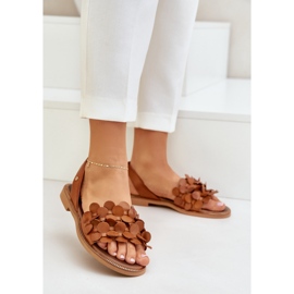 Leather sandals with flat heels Zazoo 40425 brown 2