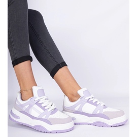 Purple sneakers with thick laces 2