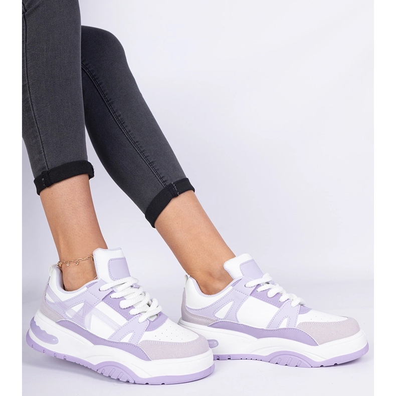 Purple sneakers with thick laces 2