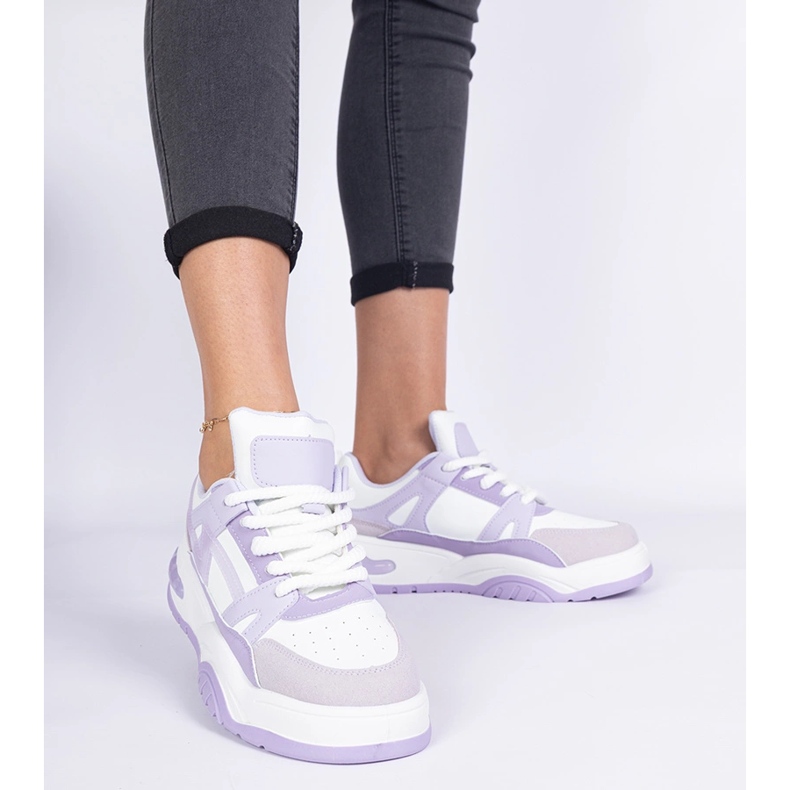 Purple sneakers with thick laces 1
