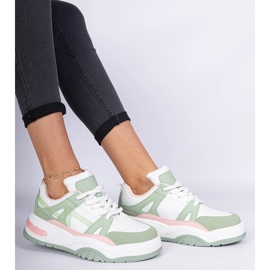 Green sneakers with thick laces 1 Green sneakers with thick laces 1