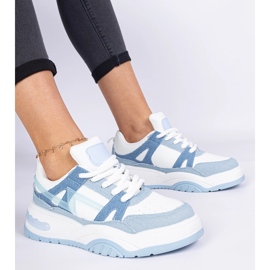 Denim sneakers with thick laces blue 1