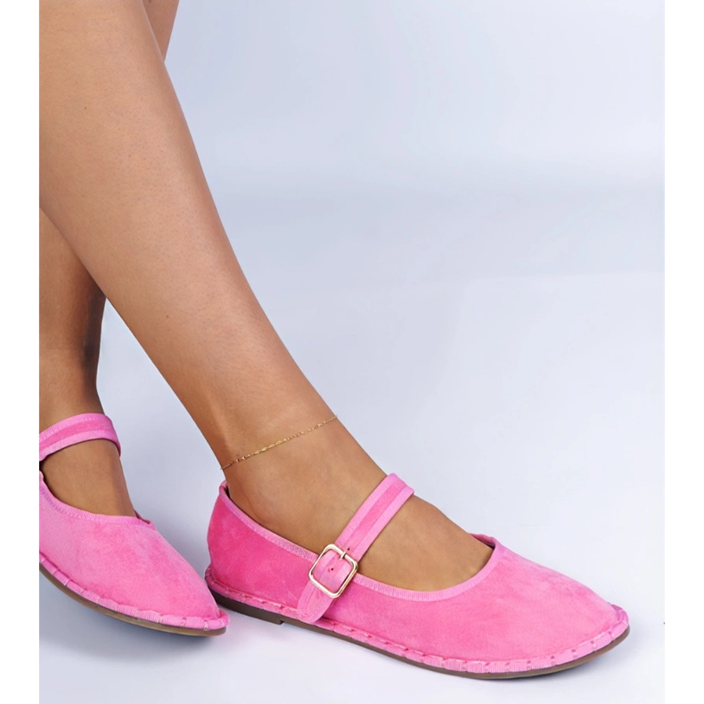Pink women's ballerinas with a clasp 1