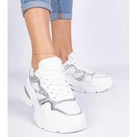 Women's white sneakers decorated with glitter 1 Women's white sneakers decorated with glitter 1