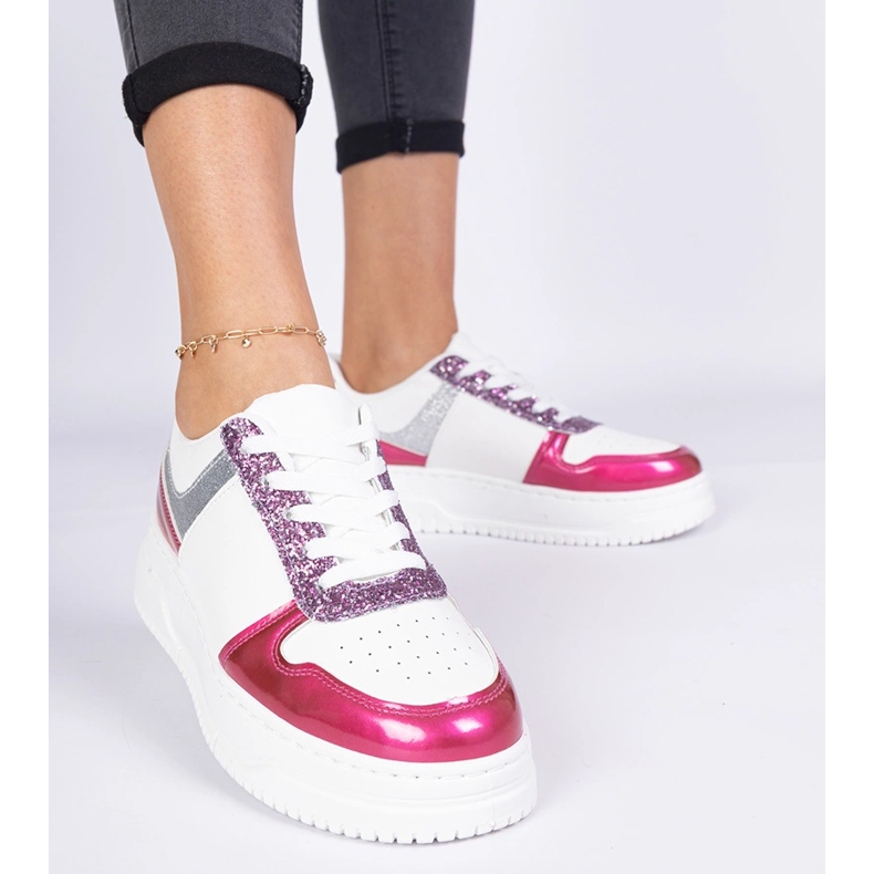 Pink women's sneakers on a thick sole 1 Pink women's sneakers on a thick sole 1