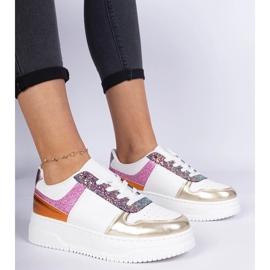 Multicolored women's sneakers on a thick sole 1