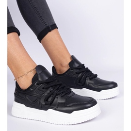 Black women's sneakers with thick laces 1