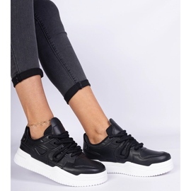 Black women's sneakers with thick laces 2