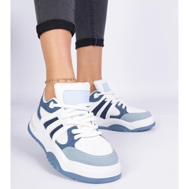 Blue women's sneakers with massive lacing 1 Blue women's sneakers with massive lacing 1