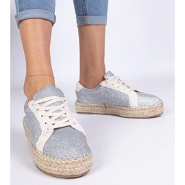 Silver women's espadrilles decorated with glitter 1 Silver women's espadrilles decorated with glitter 1