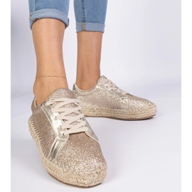 Golden women's espadrilles decorated with glitter 1