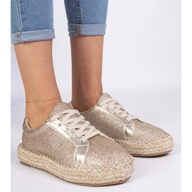 Golden women's espadrilles decorated with glitter 2
