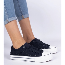 Openwork women's navy blue sneakers 1